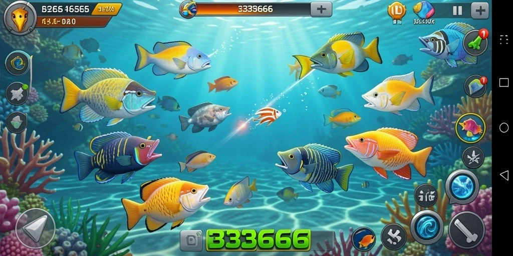 Gameplay Tembak Ikan yang seru dan penuh aksi.
