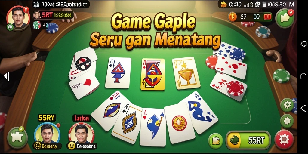 Screenshot tampilan gameplay Gaple 55RT yang menarik.