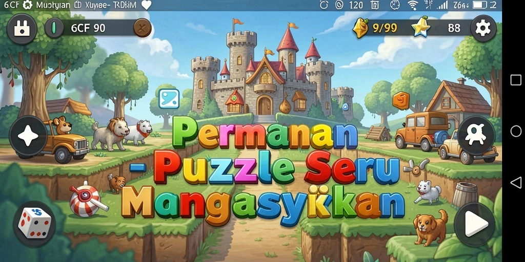 Tampilan gameplay seru di 6CF dengan kombinasi item Match-3.