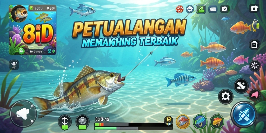 Screenshot 8ID menampilkan pemain yang sedang asyik memancing di danau.