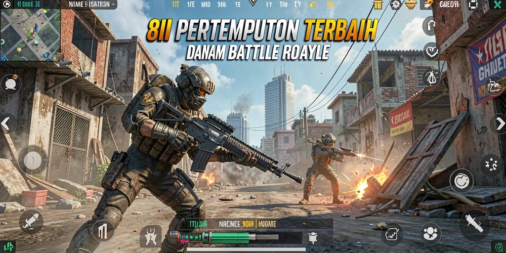 Screenshot dari gameplay intens di 8II menunjukkan aksi Battle Royale.