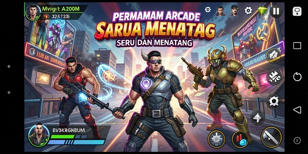 Tangkapan layar A200M menampilkan gameplay arcade yang dinamis dan penuh aksi.