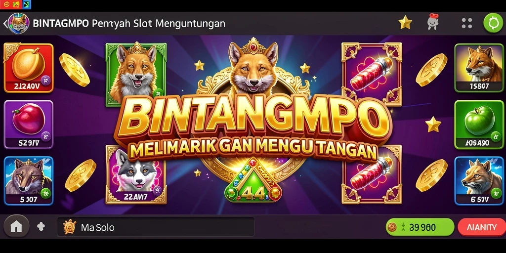 Screenshot gameplay BINTANGMPO yang menampilkan simbol slot dan efek animasi.