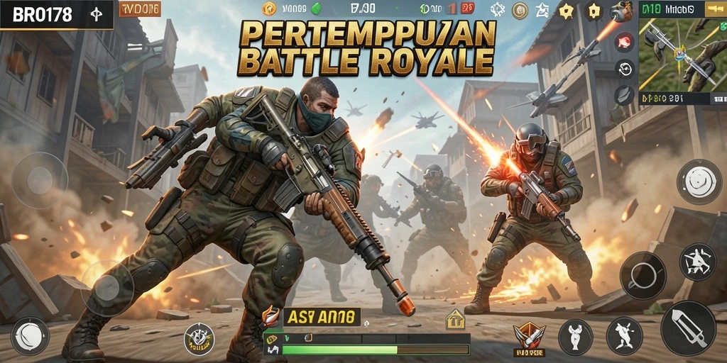 Tampilan gameplay intens dari BRO178 dalam pertempuran Battle Royale.