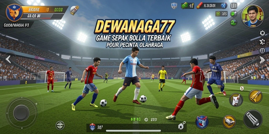 Tampilan gameplay menarik dari DEWANAGA77 yang menampilkan aksi sepak bola seru.