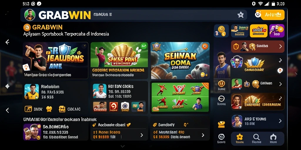 Screenshot utama GRABWIN menampilkan tampilan taruhan olahraga.