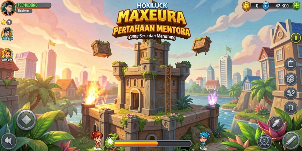 Tampilan gameplay HOKILUCK yang mendebarkan saat menyerang musuh di Tower Defense.