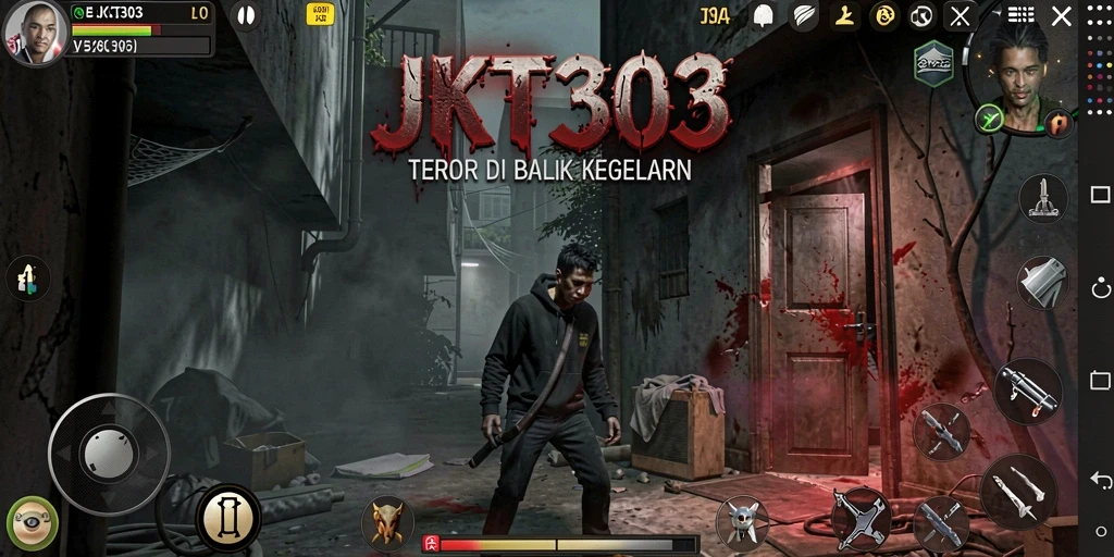 Screenshot menampilkan suasana menyeramkan dan gameplay yang penuh ketegangan.