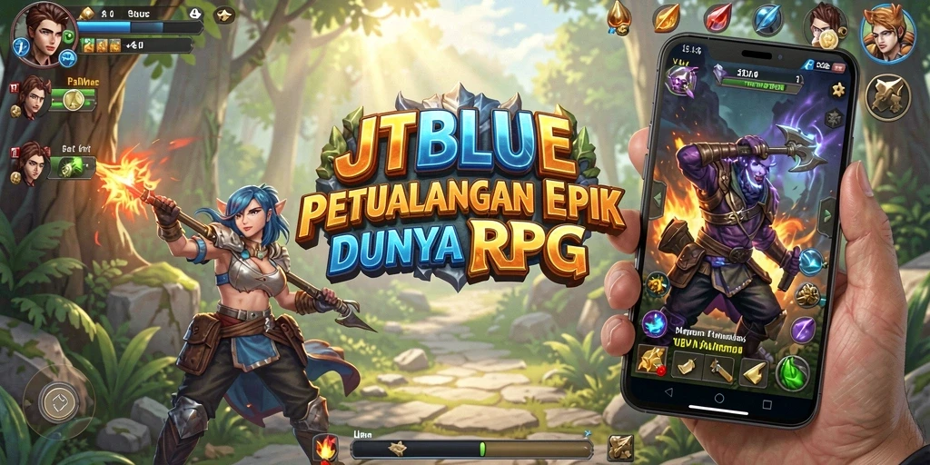 Tampilan gameplay JTBLUE yang seru dan menantang dalam dunia RPG.