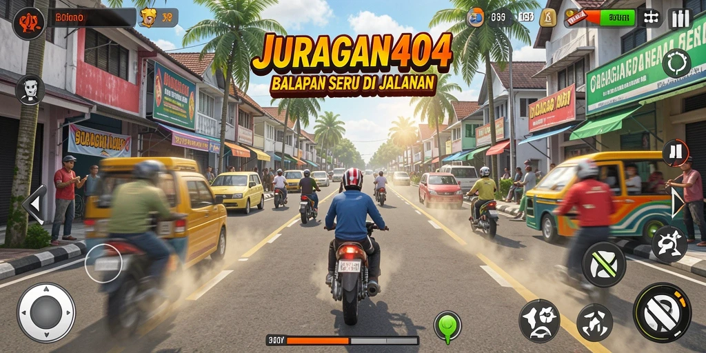 Tampilan gameplay balapan seru di JURAGAN404.