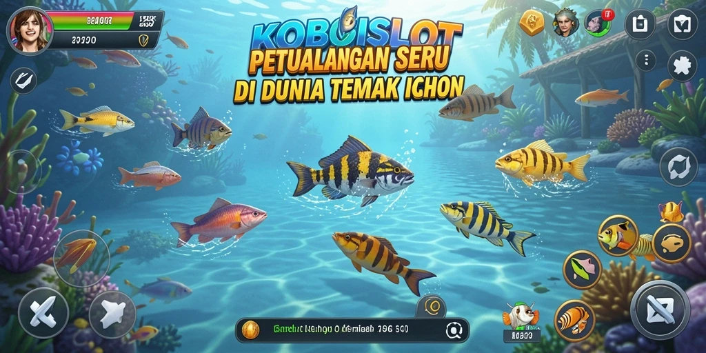 Gambaran gameplay seru di KOBOISLOT dengan berbagai ikan yang menunggu untuk ditembak.