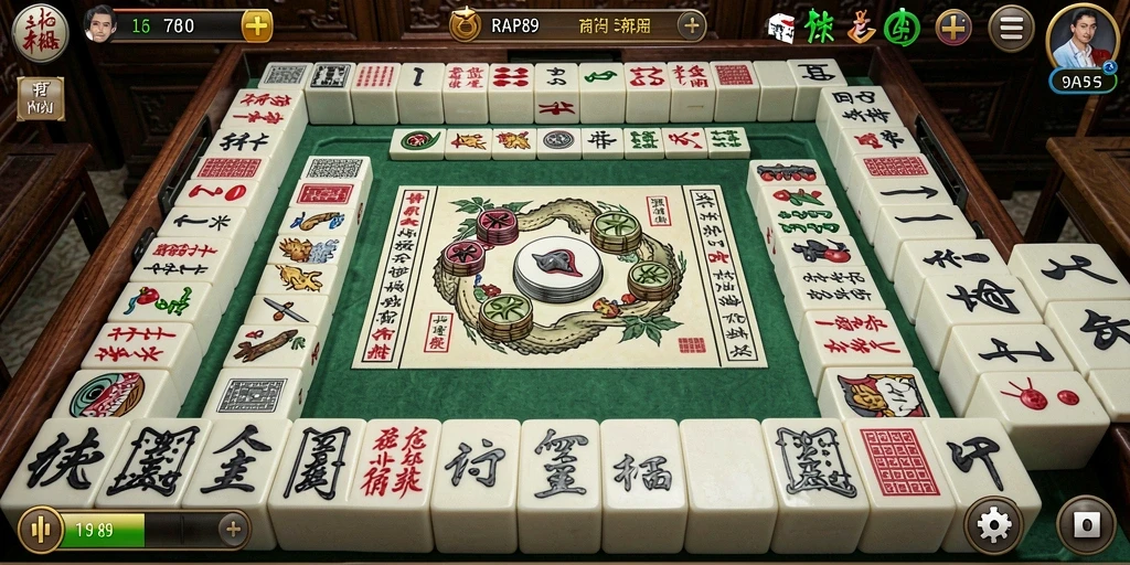 Tangkapan layar permainan RAP89 menunjukkan aksi seru Mahjong.