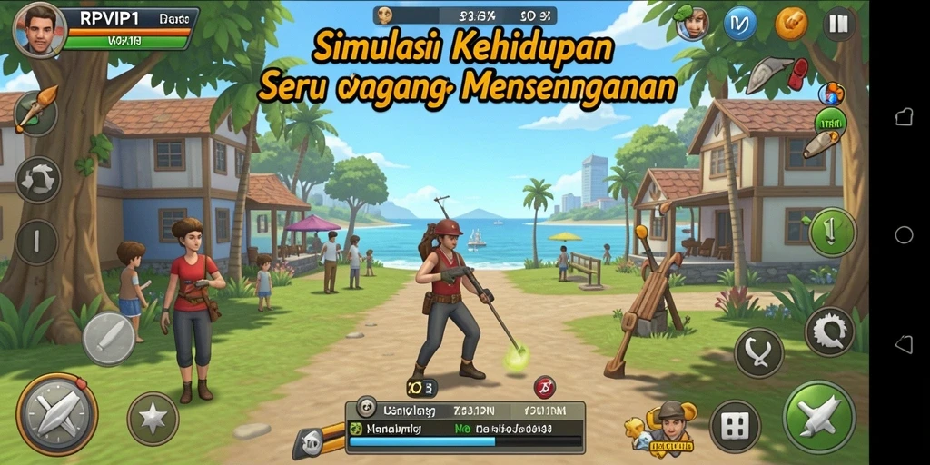 Screenshot gameplay RPVIP1 menunjukkan aktivitas simulasi yang seru.
