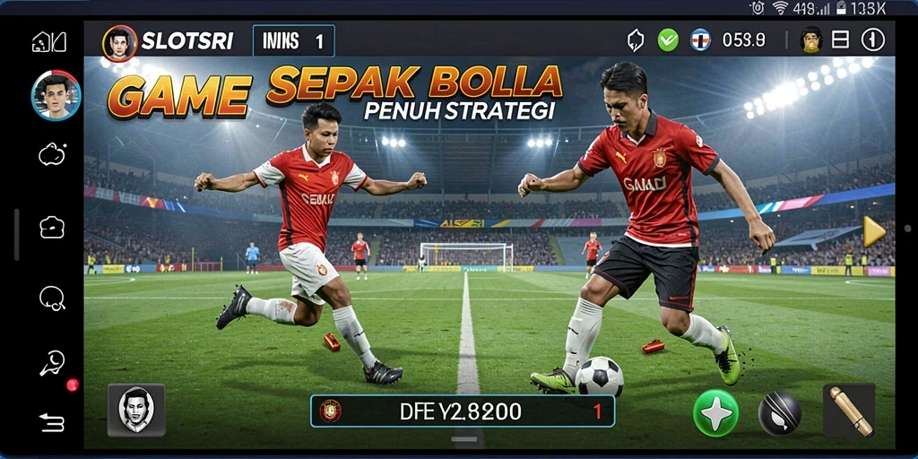 Screenshot SLOTSRI menampilkan aksi sepak bola yang mendebarkan.
